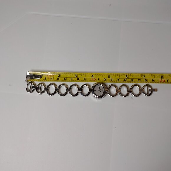 Silver Tone Metal Watch With Oval Link Band - Picture 12 of 14